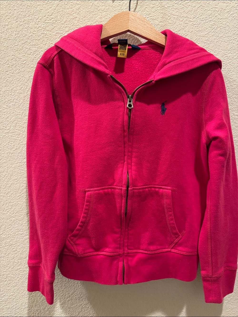 Ralph Lauren Bright Pink Full-Zip Hoodie Jacket (Size 8-10)